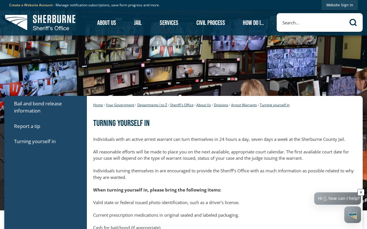 Sherburne County turning yourself in page for active warrant surrender