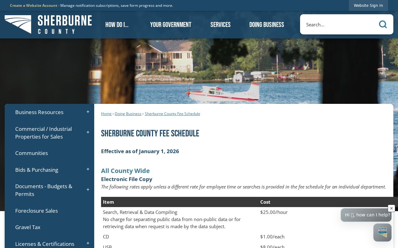 Sherburne County fee schedule for traffic warrant records copies