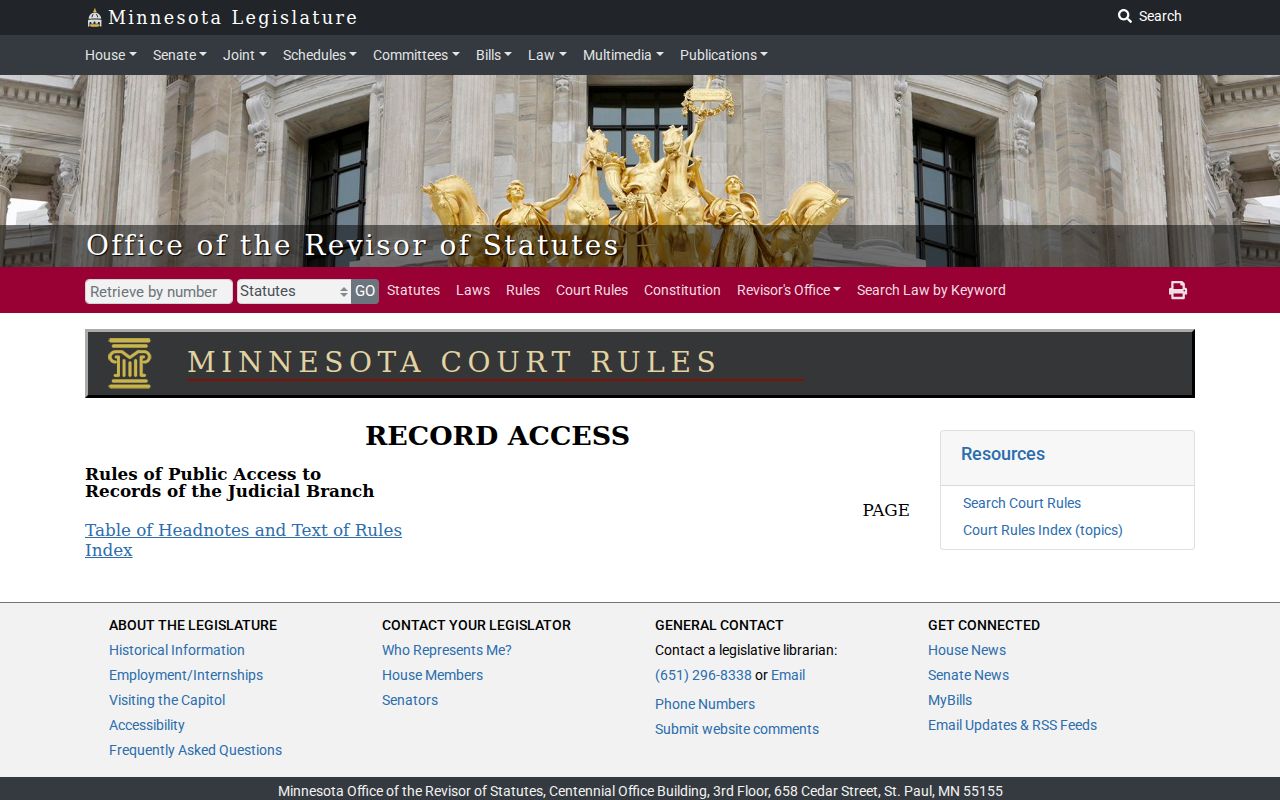 Minnesota Rules of Public Access page relevant to Sherburne County warrant records