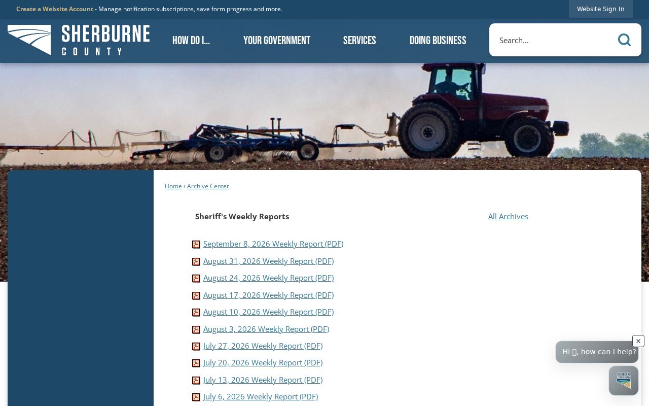 Sherburne County Sheriff weekly report archive used as context for warrant records