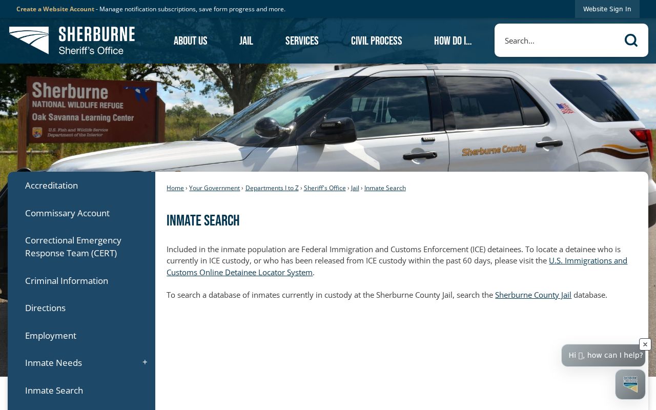 Sherburne County inmate search page distinguished from a warrant records check