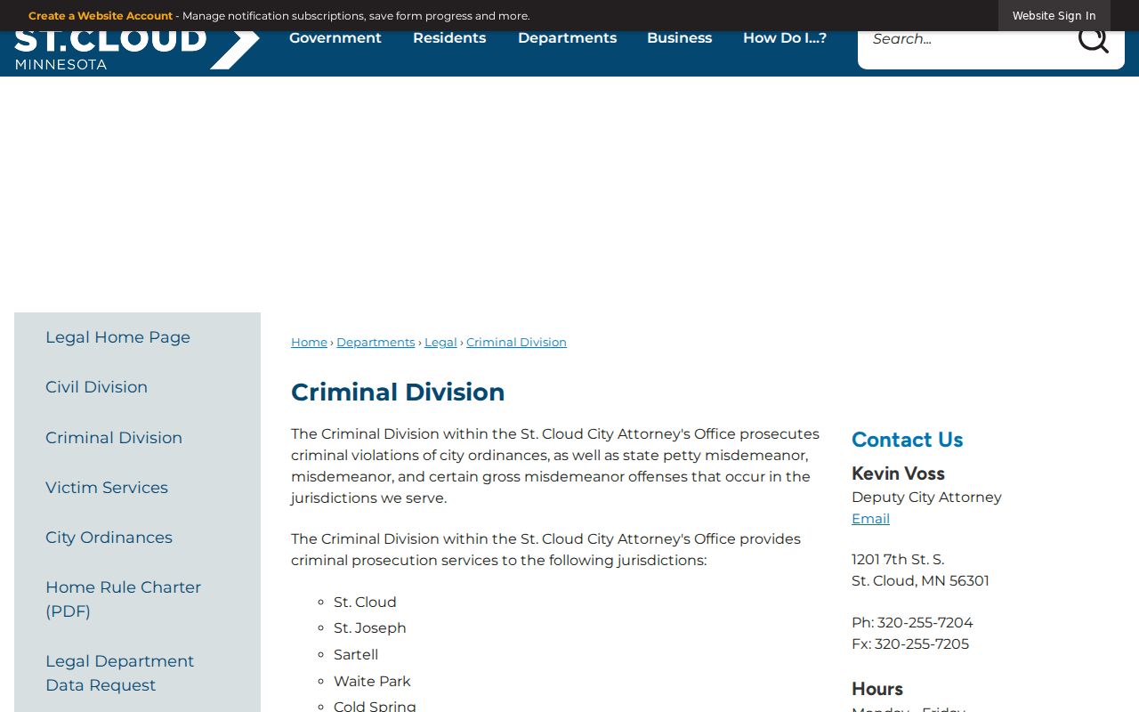 St. Cloud Criminal Division page relevant to St. Cloud warrant records