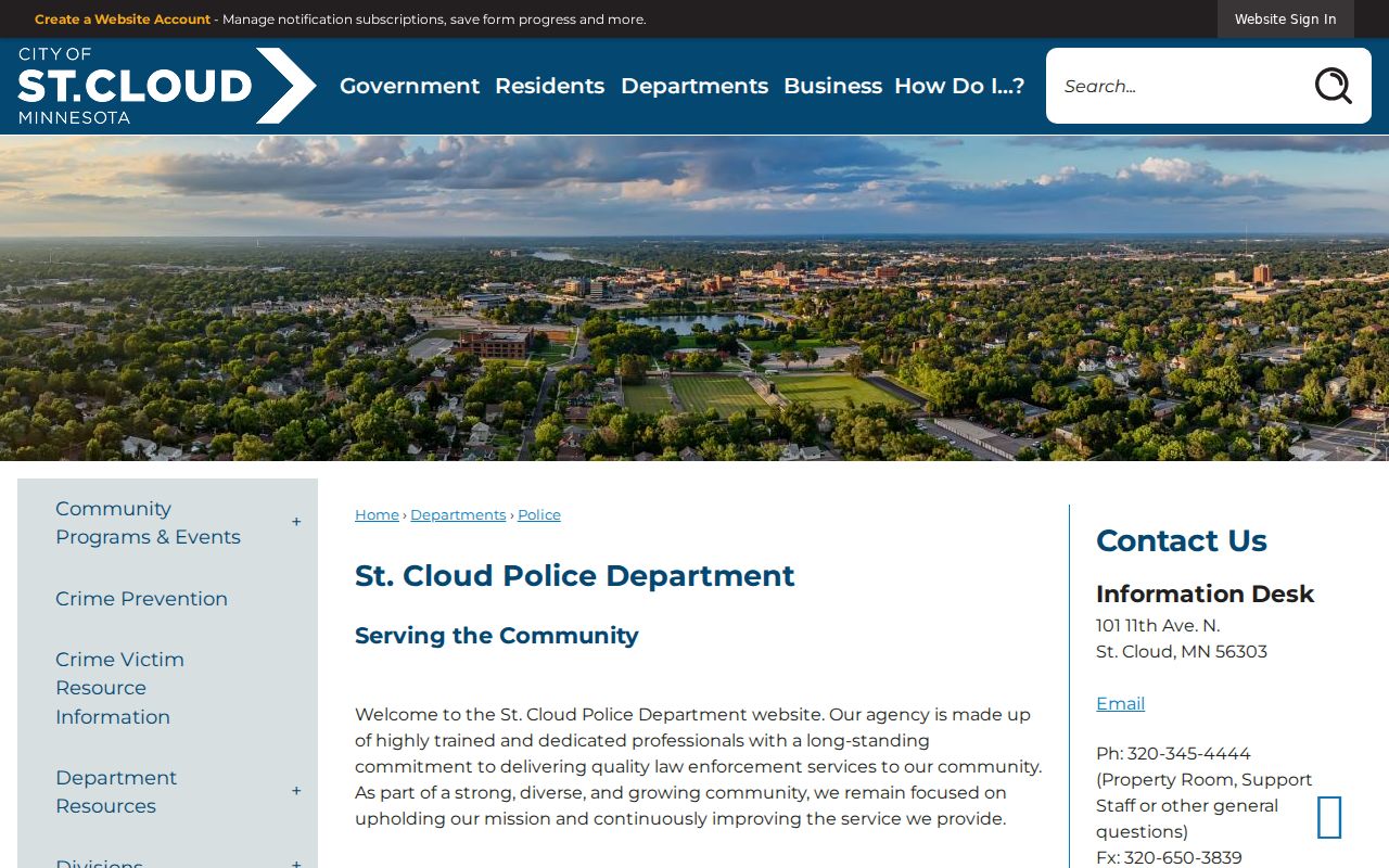 St. Cloud Police Department contact page relevant to St. Cloud warrant records