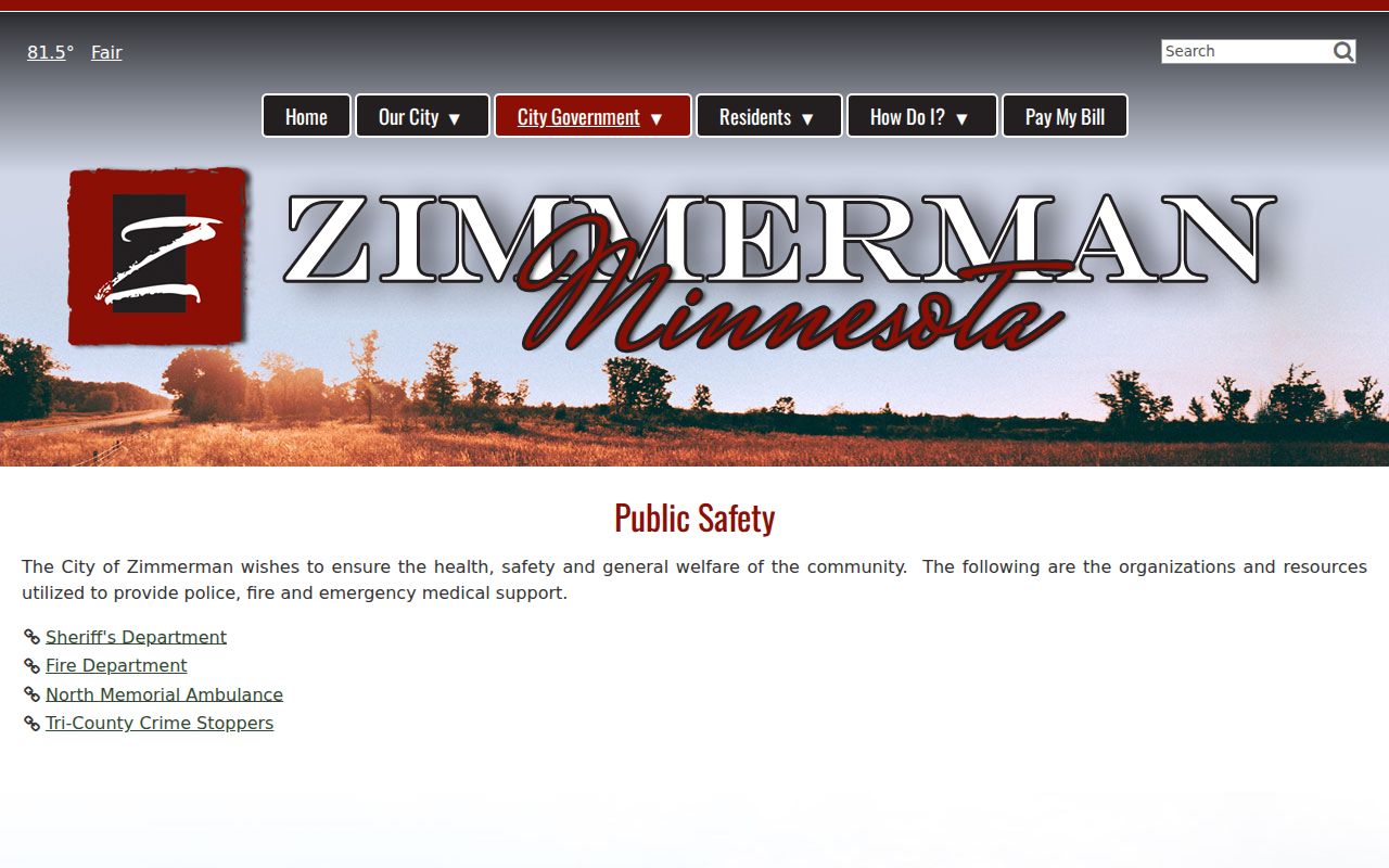 Zimmerman public safety page relevant to Zimmerman warrant records
